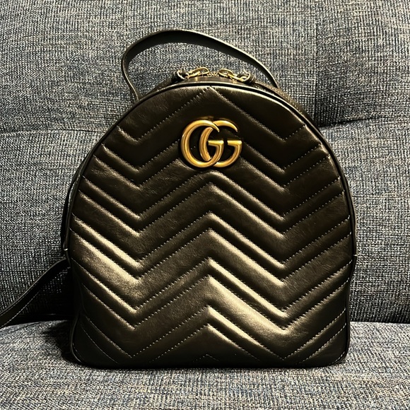 Gucci MARMONT Black Leather Small Backpack - Picture 2 of 13